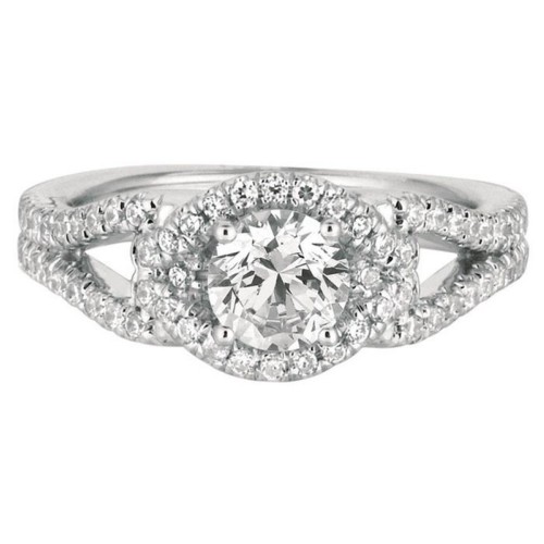 FlyerFit&reg; 18K White Gold Split Shank Engagement Ring