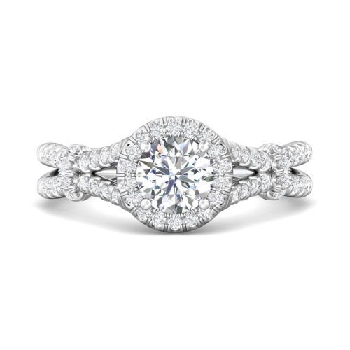 FlyerFit® 14K White Gold Split Shank Engagement Ring