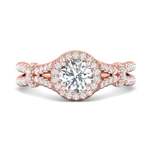 FlyerFit® 14K Pink Gold Split Shank Engagement Ring