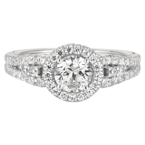 FlyerFit® 14K White Gold Split Shank Engagement Ring
