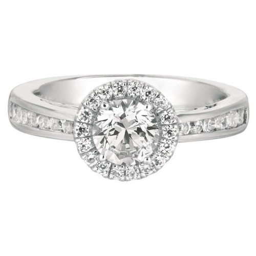 FlyerFit&reg; 14K White Gold Channel and Shared Prong Engagement Ring