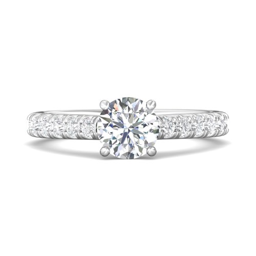 FlyerFit&reg; 14K White Gold Micropave Engagement Ring