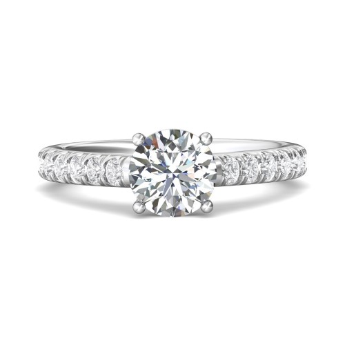 FlyerFit&reg; 14K White Gold Micropave Engagement Ring