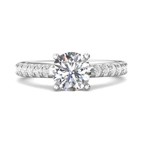 FlyerFit&reg; 18K White Gold Micropave Engagement Ring