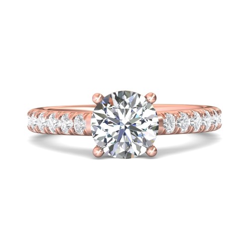 FlyerFit&reg; 14K Pink Gold Micropave Engagement Ring