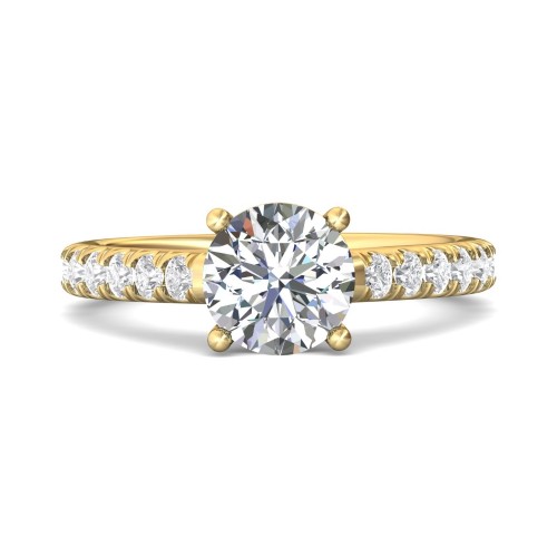 FlyerFit&reg; 18K Yellow Gold Micropave Engagement Ring