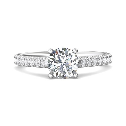 FlyerFit&reg; 18K White Gold Micropave Engagement Ring