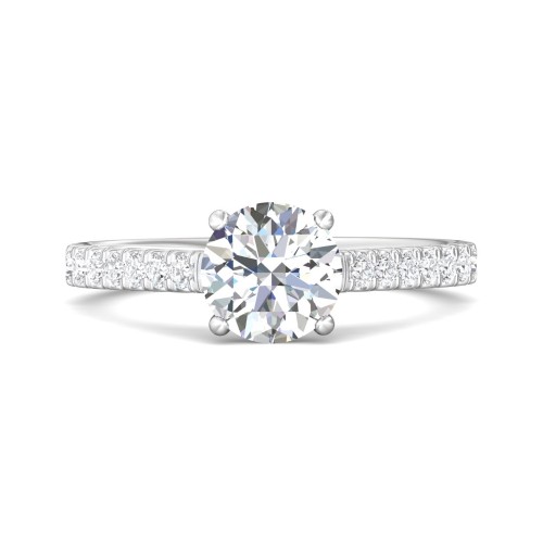 FlyerFit&reg; 14K White Gold Micropave Engagement Ring