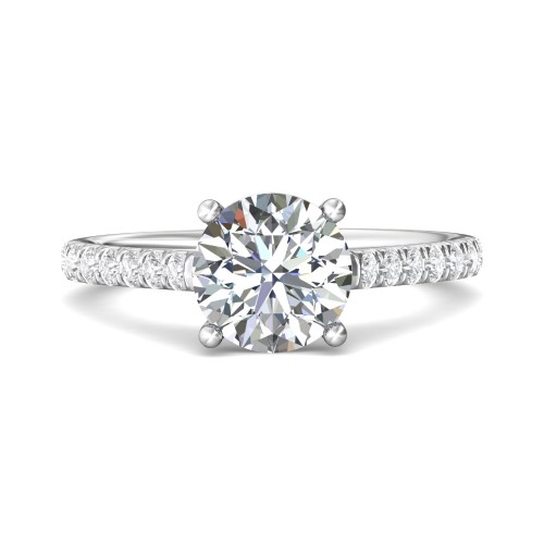 FlyerFit&reg; 14K White Gold Micropave Engagement Ring