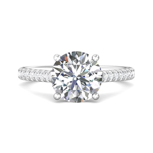 FlyerFit&reg; 18K White Gold Micropave Engagement Ring