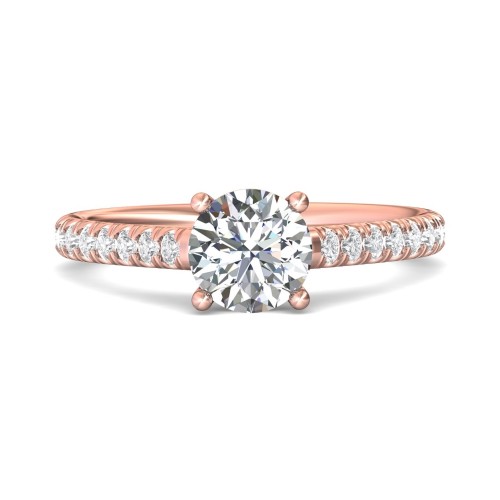 FlyerFit&reg; 18K Pink Gold Micropave Engagement Ring