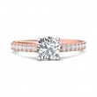 FlyerFit® 18K Pink Gold Shank And White Gold Top Micropave Engagement Ring