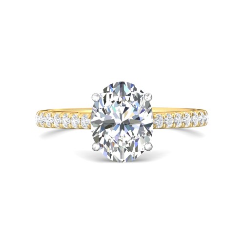 FlyerFit&reg; 14K Yellow and 14K White Gold Micropave Engagement Ring