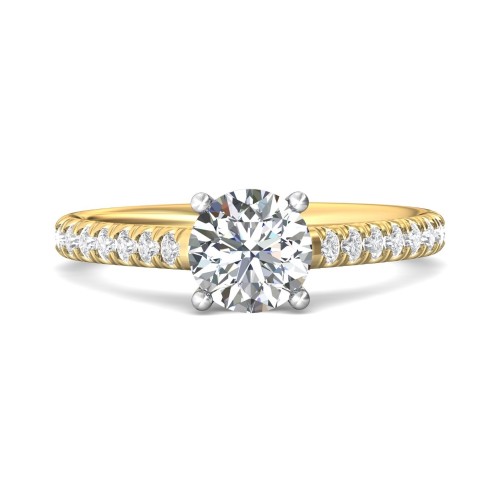 FlyerFit&reg; 18K Yellow Gold Shank And White Gold Top Micropave Engagement Ring