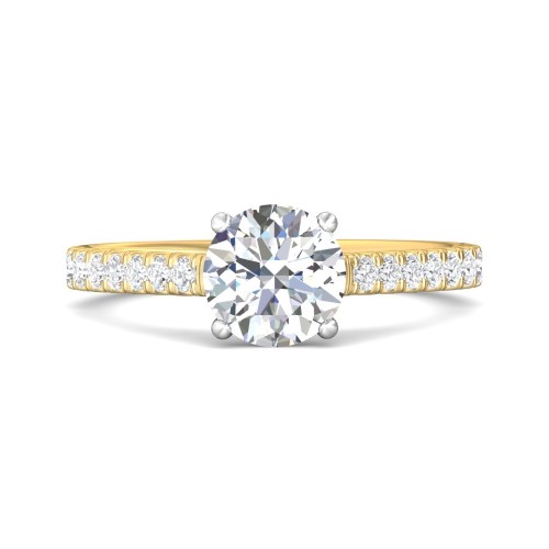 FlyerFit&reg; 14K Yellow and 14K White Gold Micropave Engagement Ring