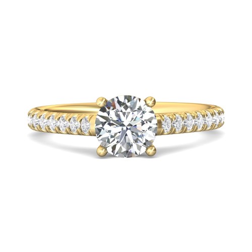 FlyerFit&reg; 14K Yellow Gold Micropave Engagement Ring