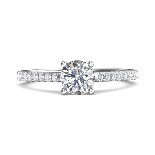 FlyerFit&reg; 18K White Gold Micropave Engagement Ring
