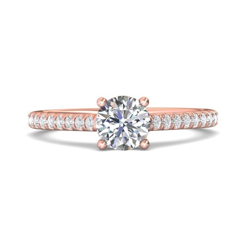 FlyerFit&reg; 18K Pink Gold Micropave Engagement Ring