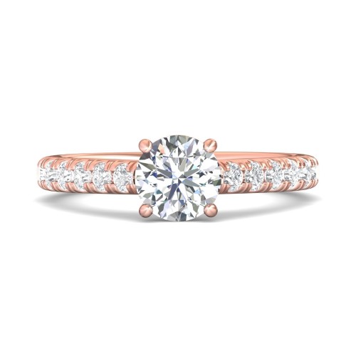 FlyerFit&reg; 14K Pink Gold Micropave Engagement Ring