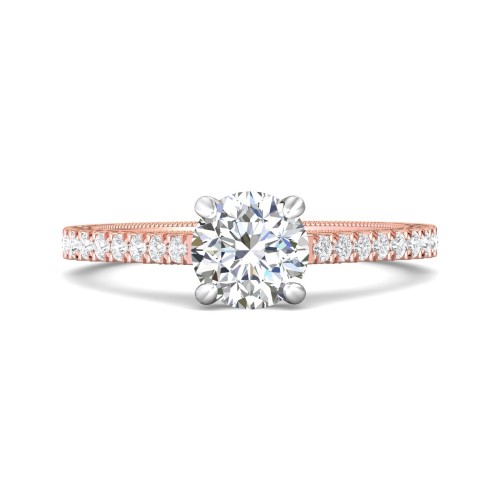 FlyerFit&reg; 14K Pink Gold Shank And White Gold Top Vintage Engagement Ring