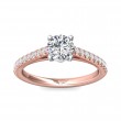 FlyerFit® 18K Pink Gold Shank And White Gold Top Micropave Engagement Ring