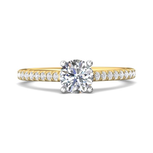FlyerFit&reg; 18K Yellow Gold Shank And White Gold Top Micropave Engagement Ring