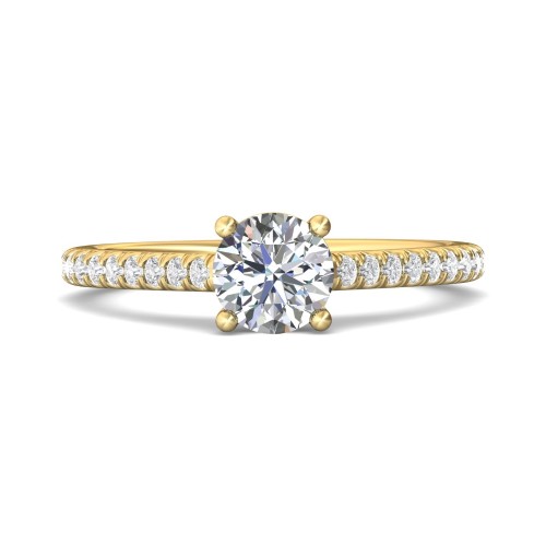 FlyerFit&reg; 14K Yellow Gold Micropave Engagement Ring