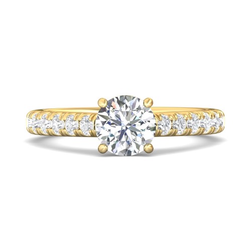 FlyerFit&reg; 14K Yellow Gold Micropave Engagement Ring