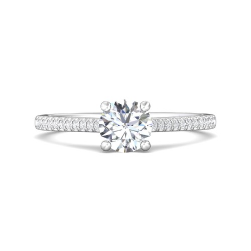 FlyerFit&reg; 18K White Gold Micropave Engagement Ring