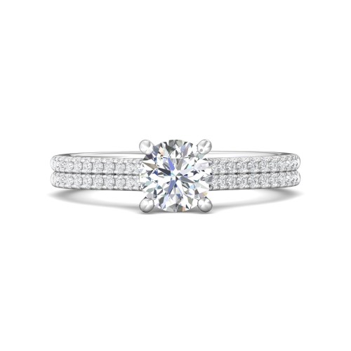 FlyerFit&reg; 14K White Gold Micropave Engagement Ring