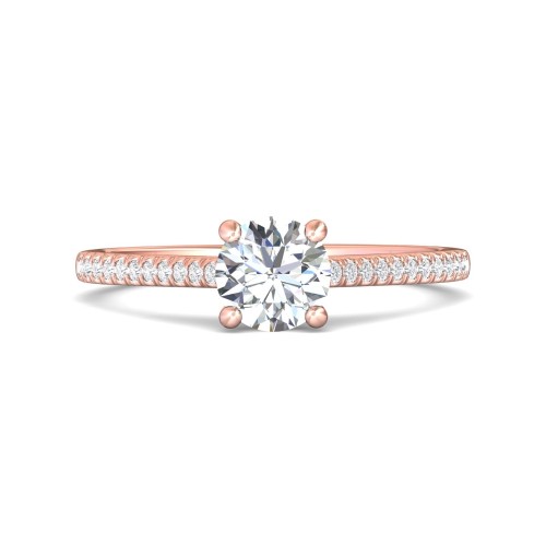 FlyerFit&reg; 14K Pink Gold Micropave Engagement Ring