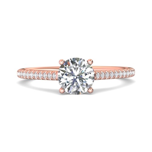 FlyerFit&reg; 14K Pink Gold Micropave Engagement Ring