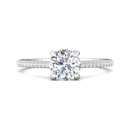 FlyerFit&reg; 14K White Gold Micropave Engagement Ring