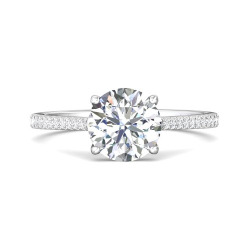 FlyerFit&reg; 18K White Gold Micropave Engagement Ring