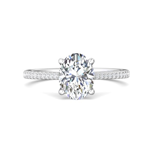 FlyerFit&reg; 18K White Gold Micropave Engagement Ring