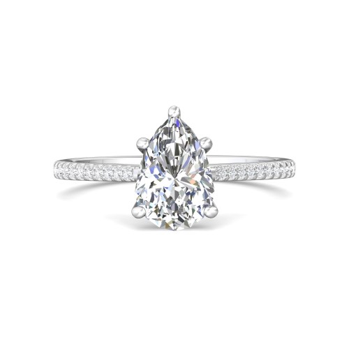 FlyerFit&reg; 18K White Gold Micropave Engagement Ring