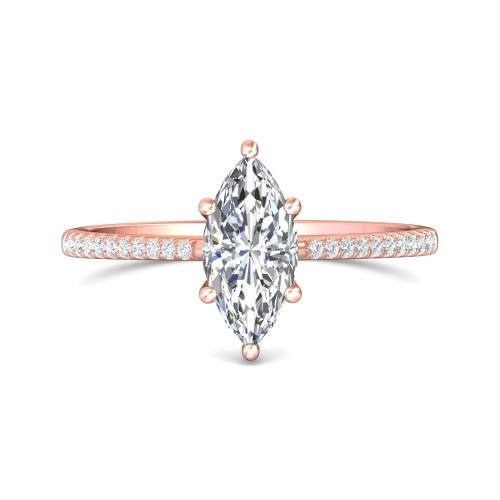FlyerFit&reg; 14K Pink Gold Micropave Engagement Ring
