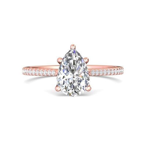 FlyerFit&reg; 18K Pink Gold Micropave Engagement Ring
