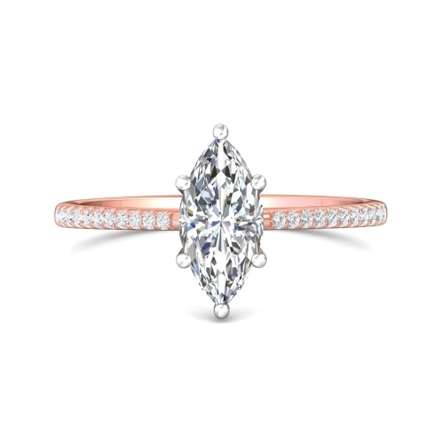 FlyerFit&reg; 14K Pink Gold Shank And White Gold Top Micropave Engagement Ring