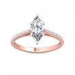 FlyerFit® 18K Pink Gold Shank And White Gold Top Micropave Engagement Ring