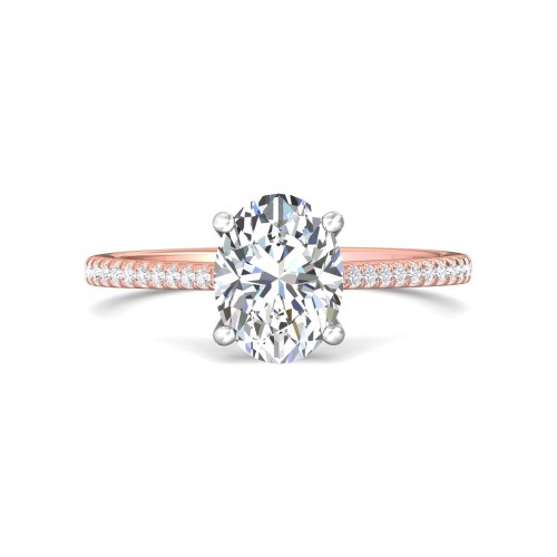 FlyerFit&reg; 18K Pink Gold Shank And White Gold Top Micropave Engagement Ring