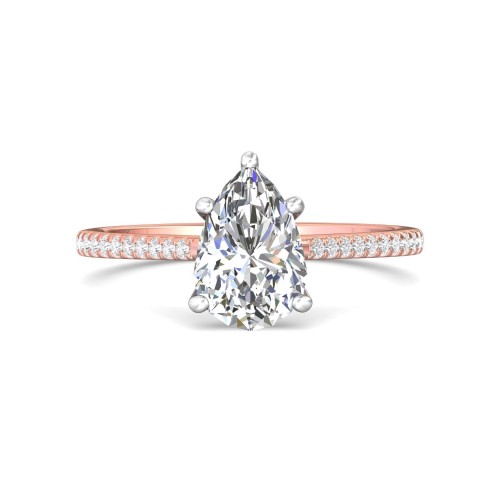FlyerFit&reg; 18K Pink Gold Shank And White Gold Top Micropave Engagement Ring