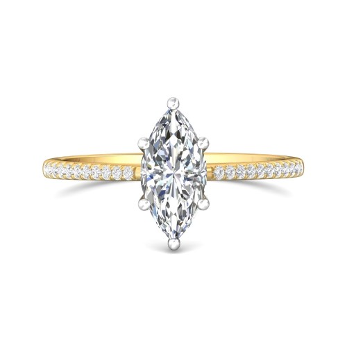 FlyerFit&reg; 18K Yellow Gold Shank And White Gold Top Micropave Engagement Ring