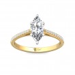 FlyerFit® 18K Yellow Gold Shank And White Gold Top Micropave Engagement Ring