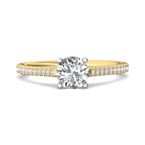 FlyerFit&reg; 14K Yellow and 14K White Gold Micropave Engagement Ring
