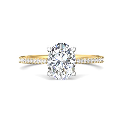 FlyerFit&reg; 18K Yellow Gold Shank And White Gold Top Micropave Engagement Ring