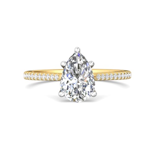 FlyerFit&reg; 14K Yellow and 14K White Gold Micropave Engagement Ring