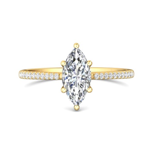 FlyerFit&reg; 14K Yellow Gold Micropave Engagement Ring