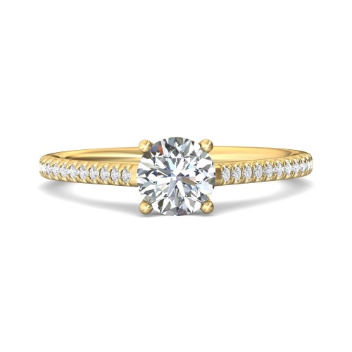 FlyerFit&reg; 18K Yellow Gold Micropave Engagement Ring