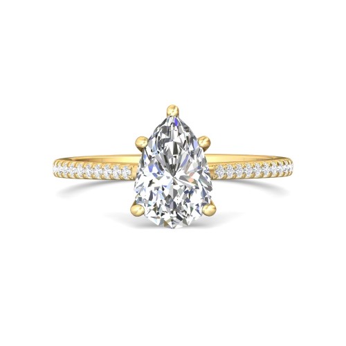 FlyerFit&reg; 18K Yellow Gold Micropave Engagement Ring